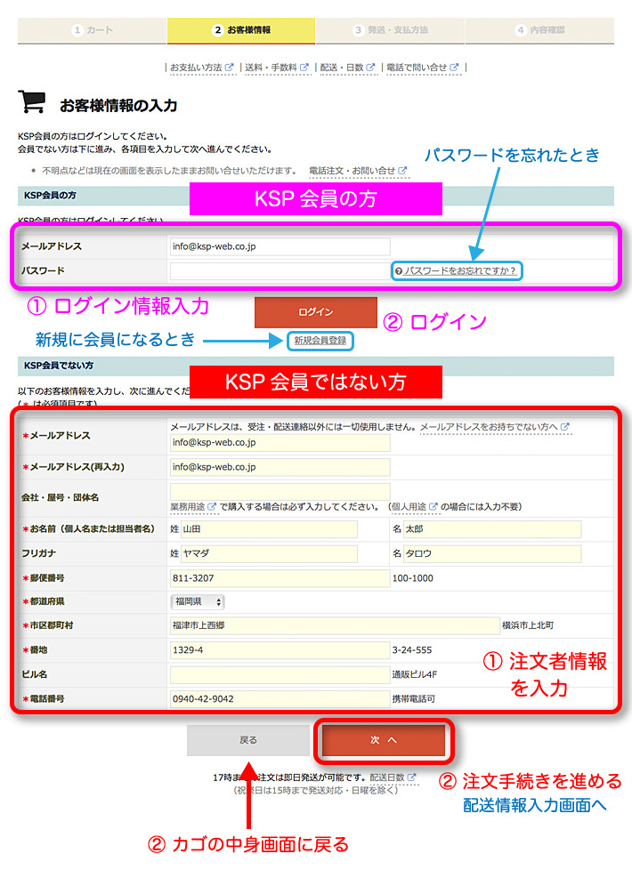 お客様情報の入力