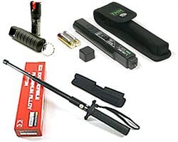ペン型最強スタンガン+催涙スプレー+アルミ特殊警棒 SET-S365-P05-A26B